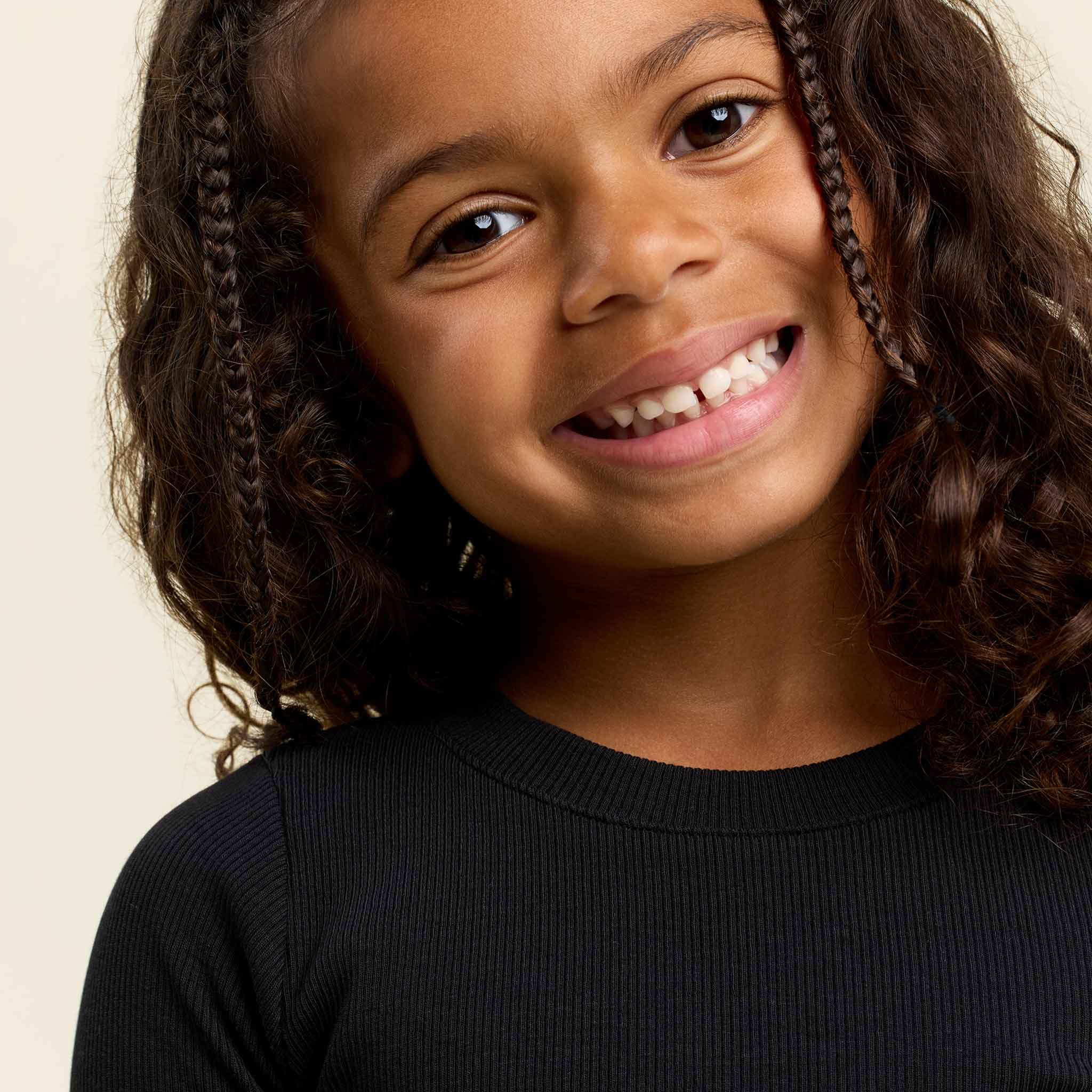 Long Sleeve Ribbed Tee | Black