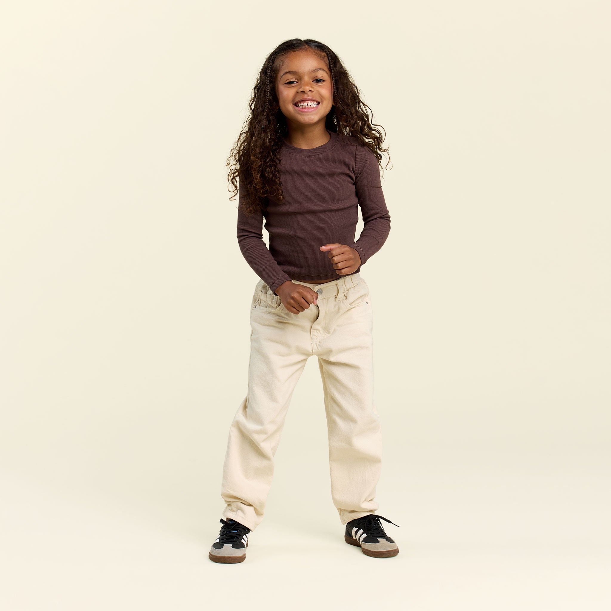 Long Sleeve Ribbed Tee | Coffee