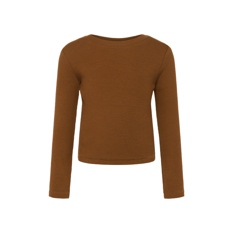Long Sleeve Ribbed Tee | Chocolate