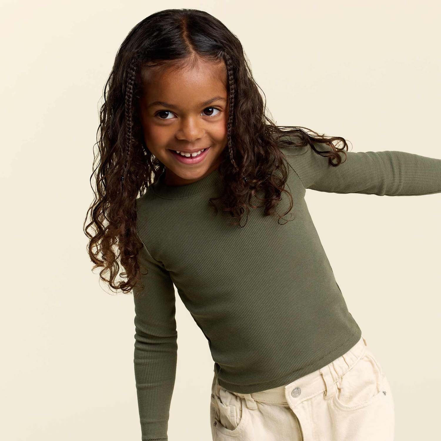 Long Sleeve Ribbed Tee | Olive