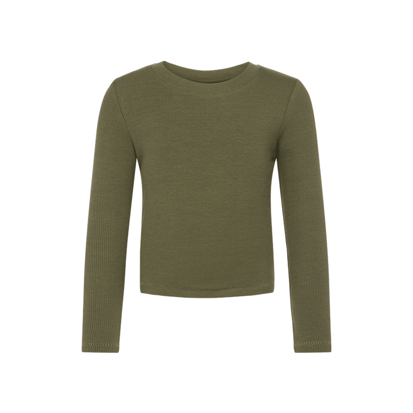 Long Sleeve Ribbed Tee | Olive