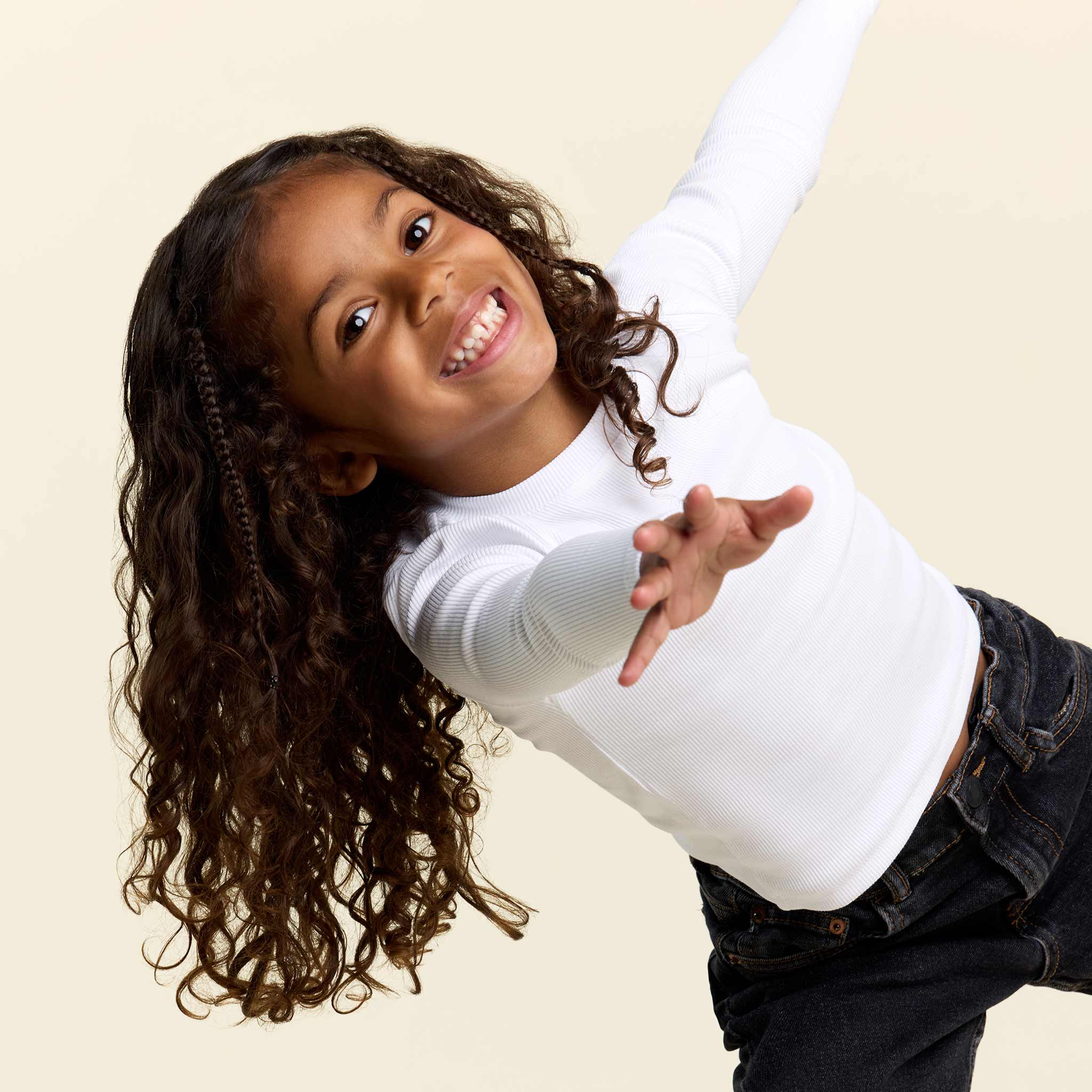 Long Sleeve Ribbed Tee | White