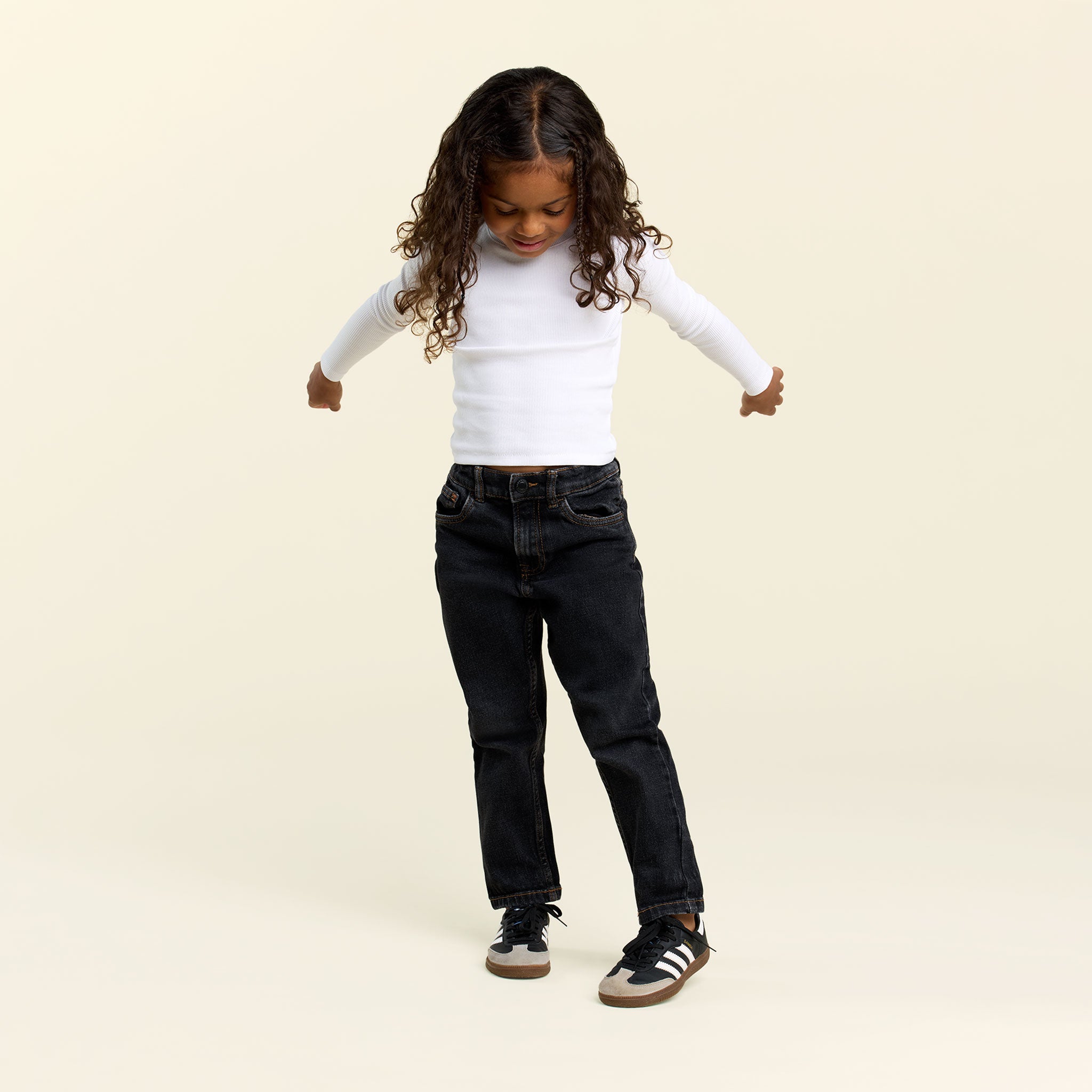 Long Sleeve Ribbed Tee | White