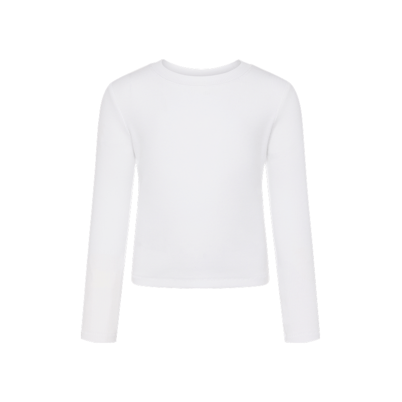 Long Sleeve Ribbed Tee | White