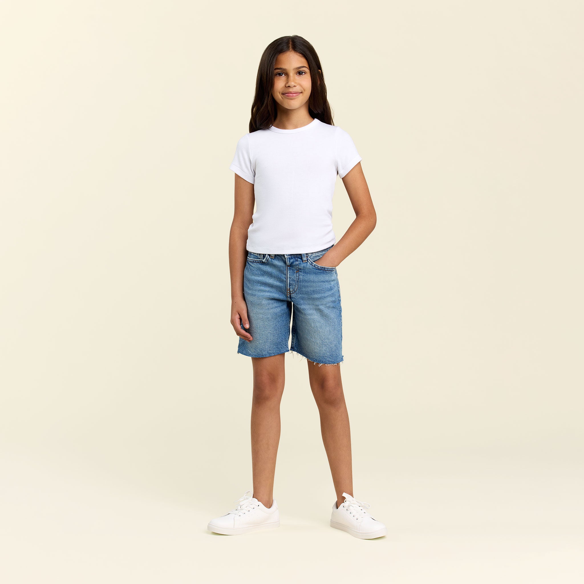 Kids Slinky Rib Tee | White