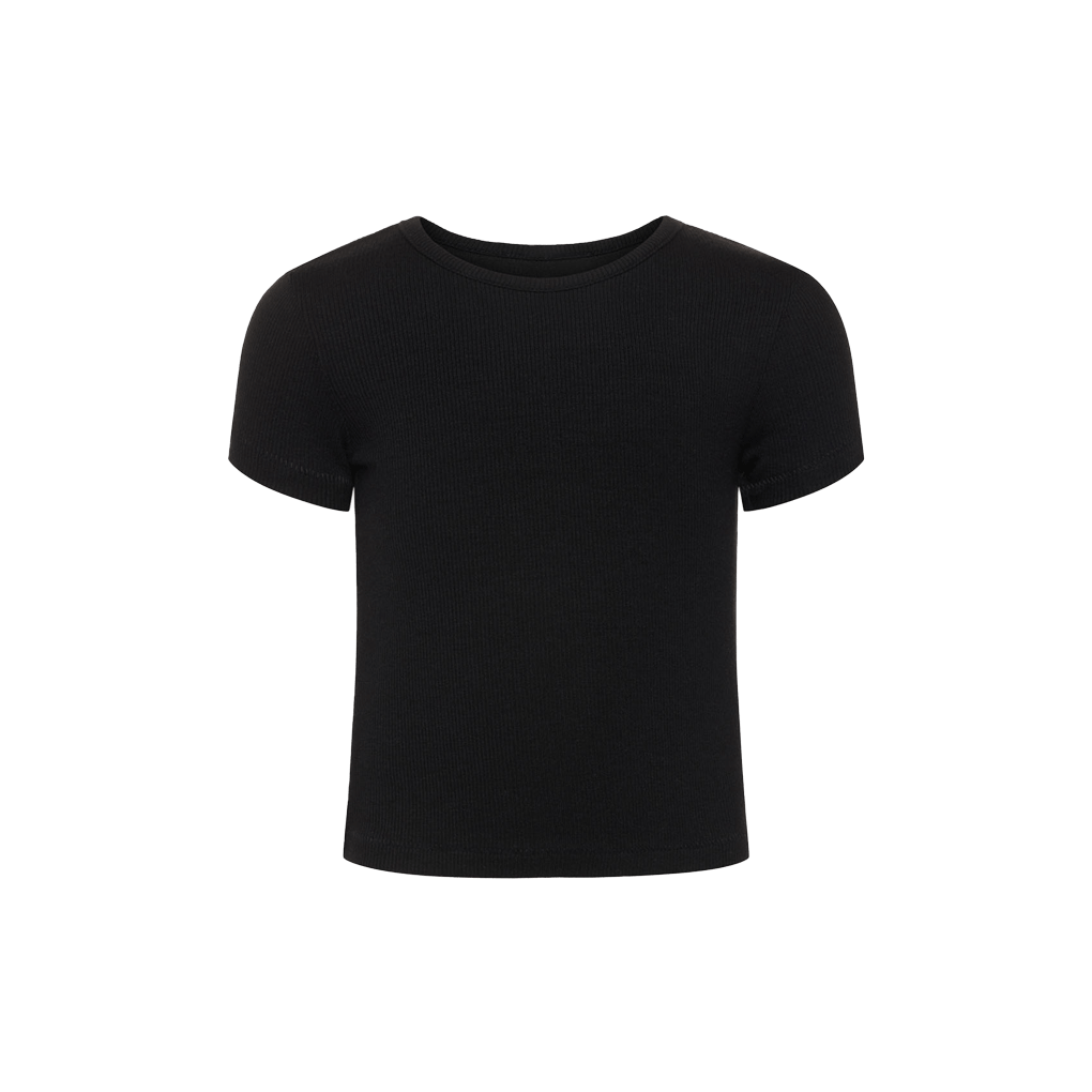 Kids Slinky Rib Tee | Black