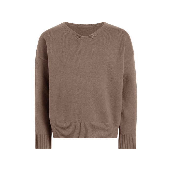 Luxe Knit V-Neck Sweater | Mocha