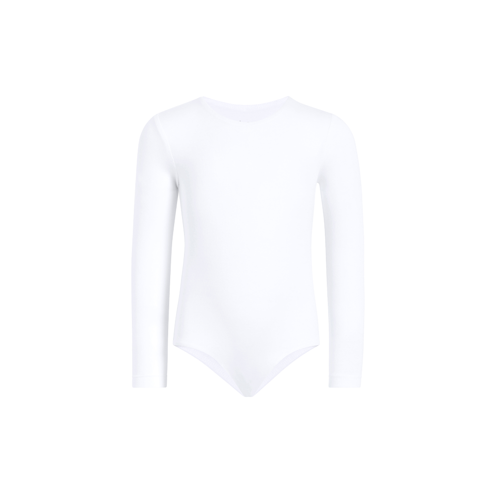 Long Sleeve Crewneck Bodysuit | White